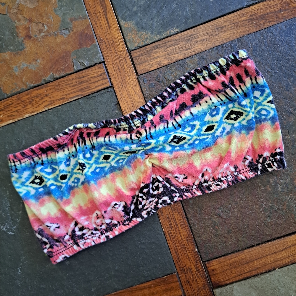 Colorful Aztec / Tribal Patterned Bandeau Top - Size Med